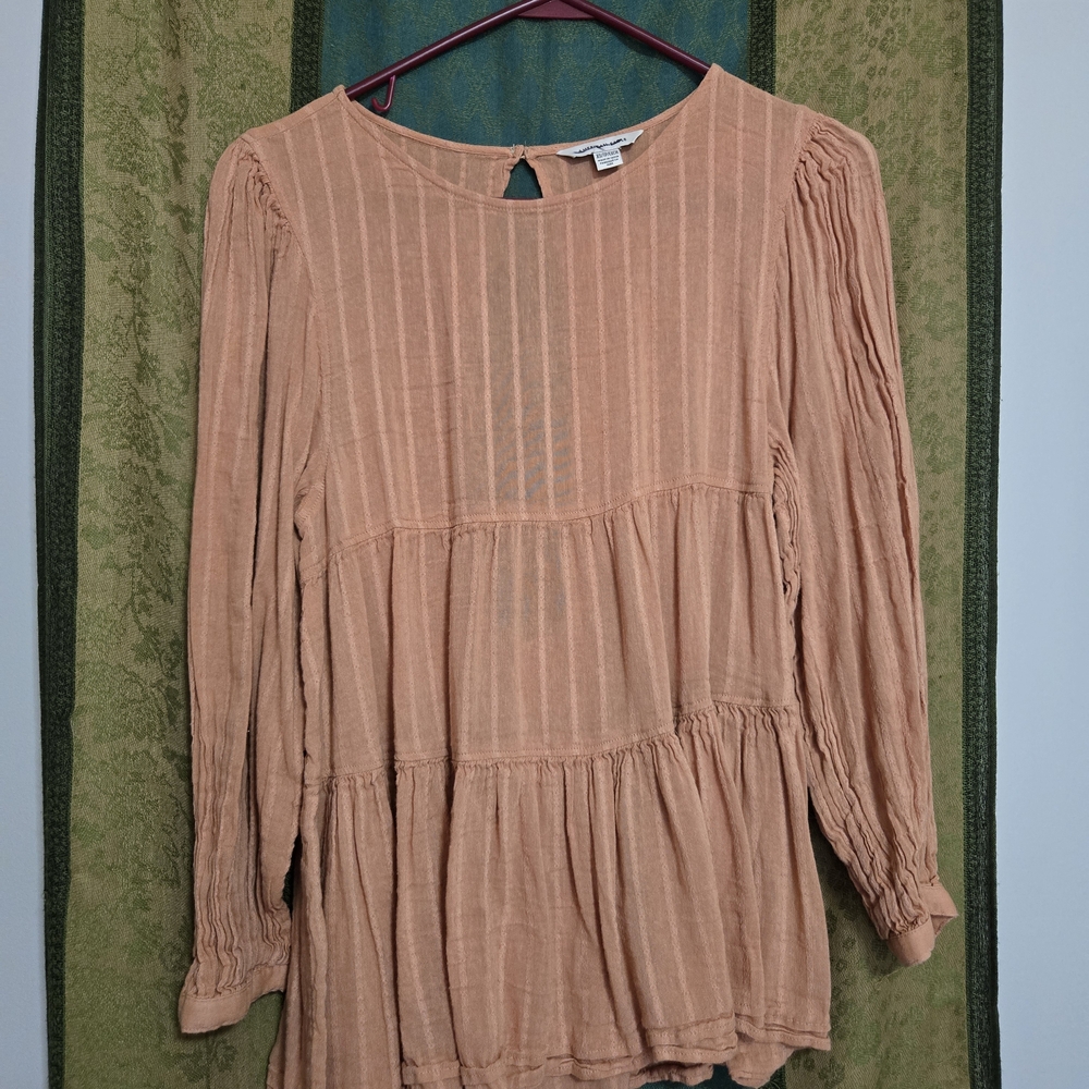 American Eagle Outfitters Peach Tiered Blouse